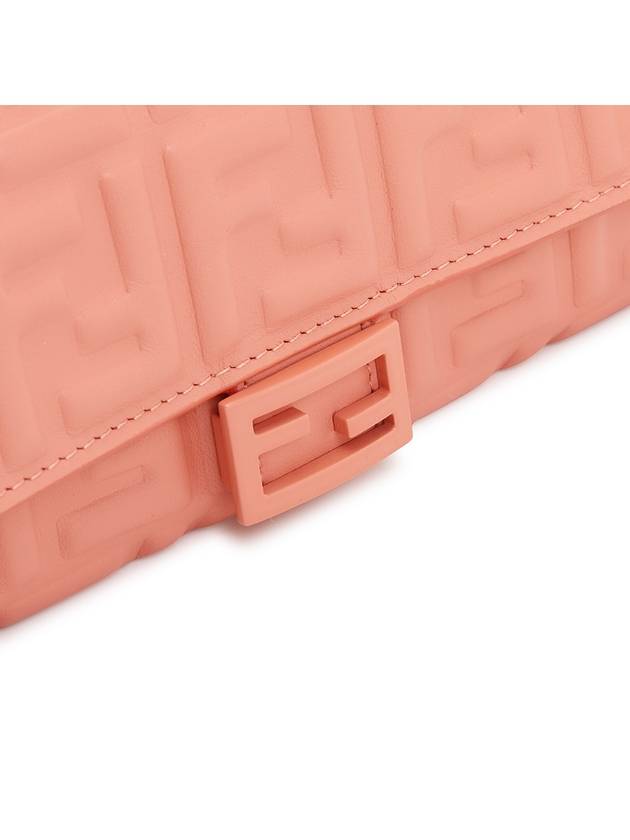 Fendi Baguette Continental Embossed FF Logo Chain Long Wallet Pink