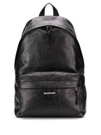 Balenciaga Explorer Logo Print Leather Backpack Black