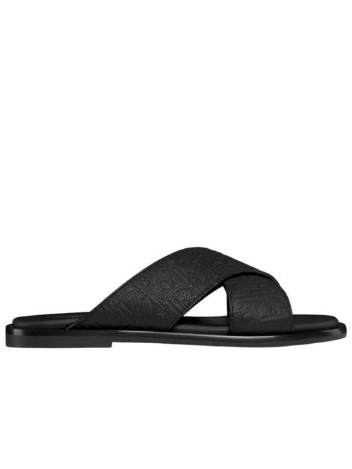 Oblique Alias Gravity Leather Slippers Black Dior