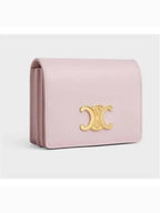 CELINE Triomphe Business Shiny Calfskin Card Wallet Pastel Pink