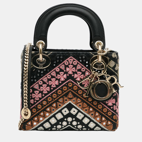 Dior Black Mini Embroidered Lady Dior