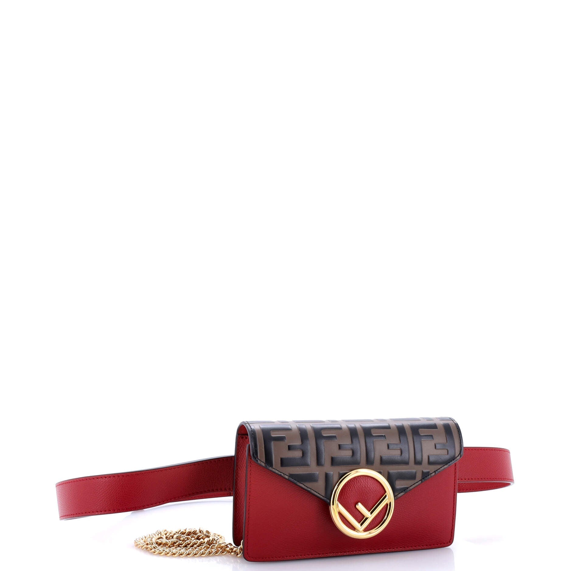 F is Fendi Convertible Belt Bag Leather with Zucca Embossed Detail