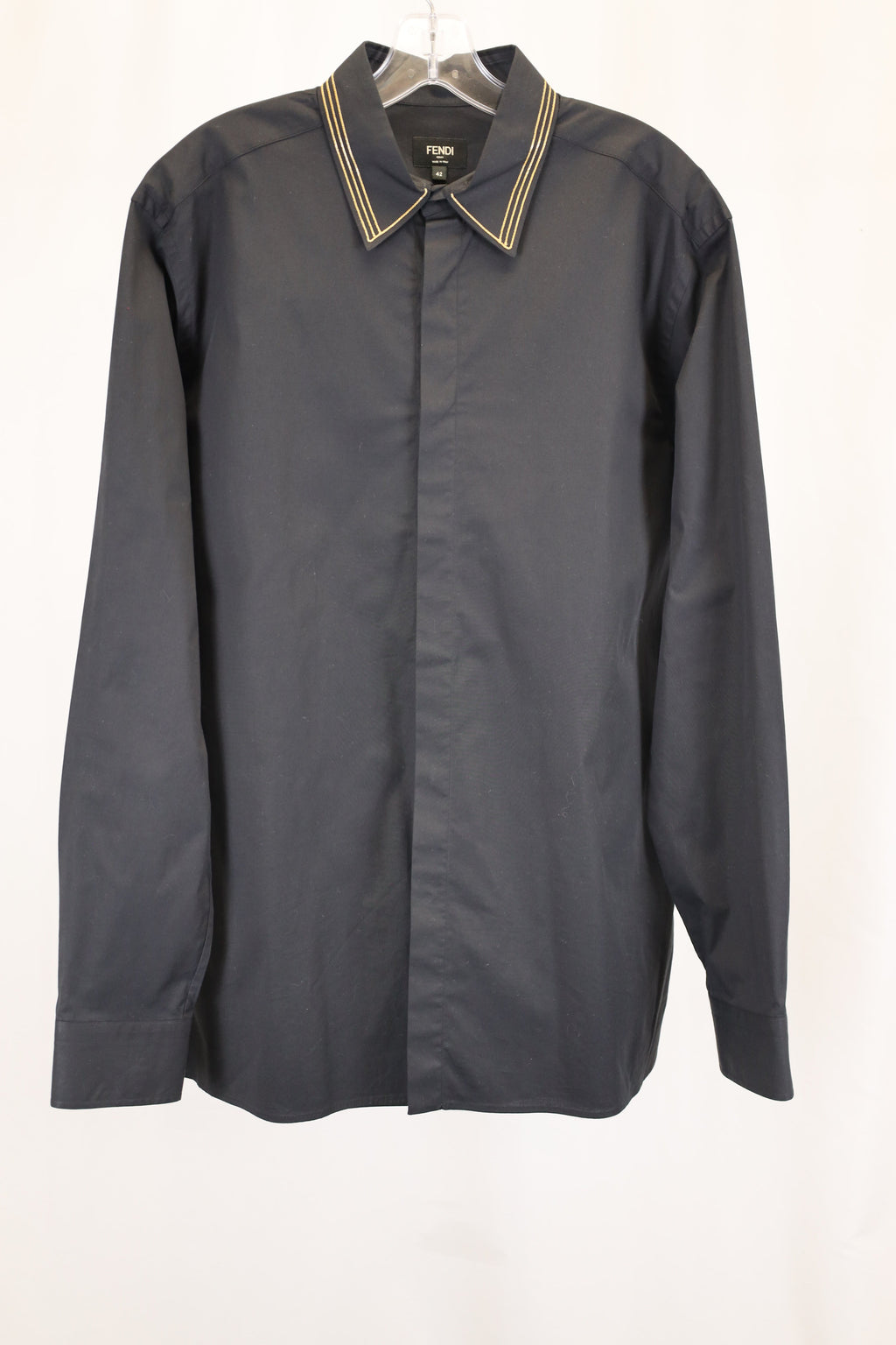 Fendi Italian-Style Collar Shirt In Black Cotton