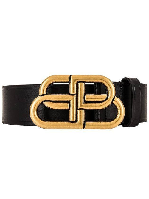 Balenciaga BB Logo Leather Belt Black