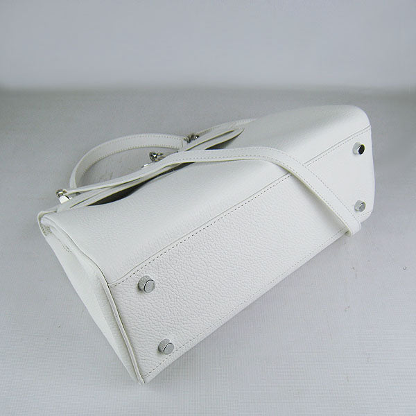 Hermes Kelly 32cm Togo Leather Handbag 6108 White Silver