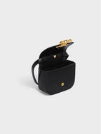 CELINE Triomphe Small Shiny Calfskin Cross Bag Black