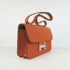 Hermes Calf Leather Message Bag H020 Orange Silver