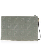 Fendi FF Logo Flat Large Clutch Bag Grey