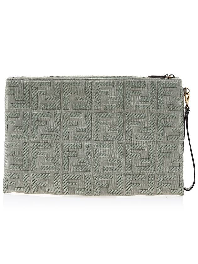 Fendi FF Logo Flat Large Clutch Bag Grey