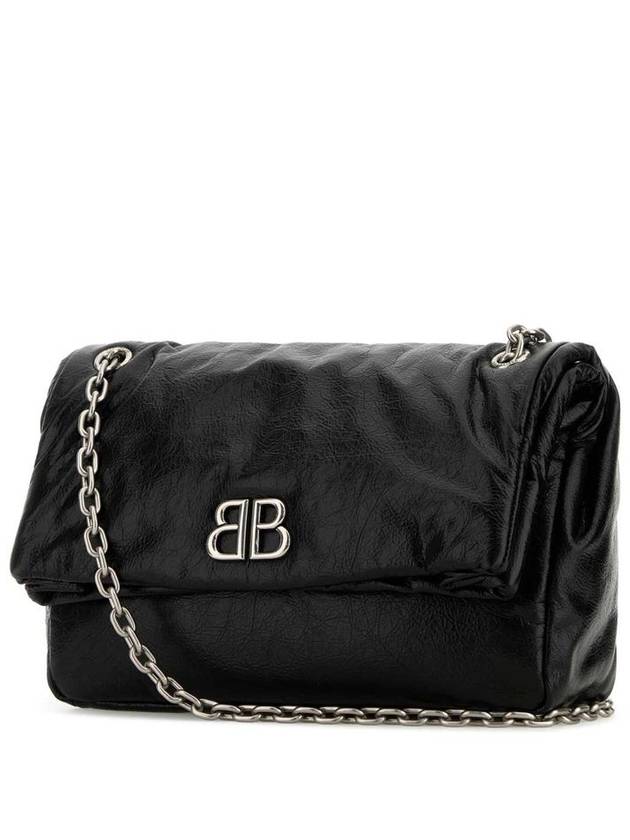 Balenciaga Monaco Medium Chain Leather Shoulder Bag Black