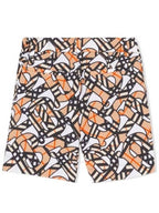 Burberry Burberry Boys White Pattern Royston Monogram Shorts, Size 14Y