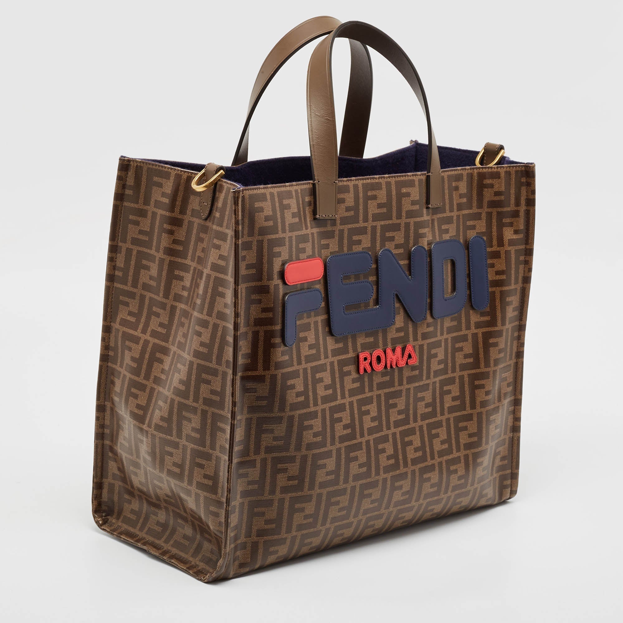 Fendi Brown Zucca Coated Canvas Large Mania Shopper Tote