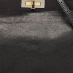 Fendi Black Leather Large Peekaboo Top Handle Bag