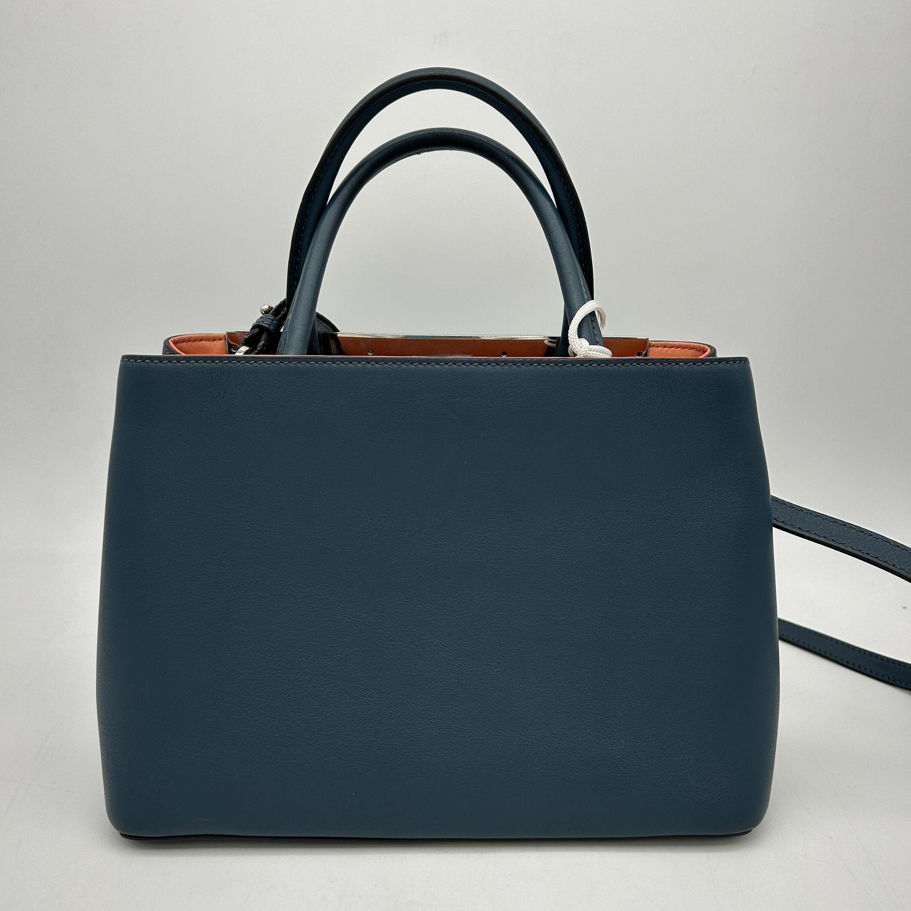 FENDI Vitello Dolce Century Petite 2Jours Tote Blue Rosa Doll LA11433
