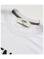 Fendi Embroided Logo Cotton Short Sleeve T-Shirt White