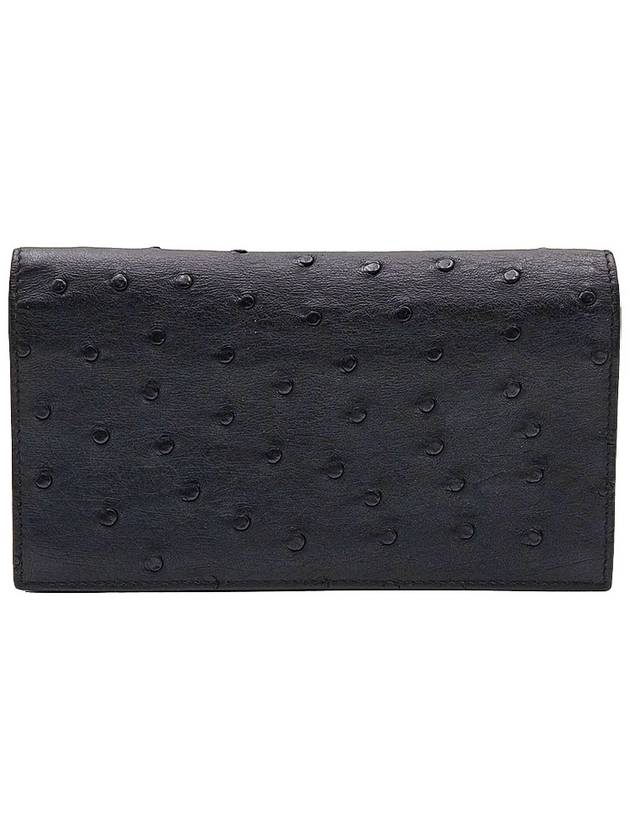 Bottega Veneta Bottega Veneta Black Ostrich Long Wallet