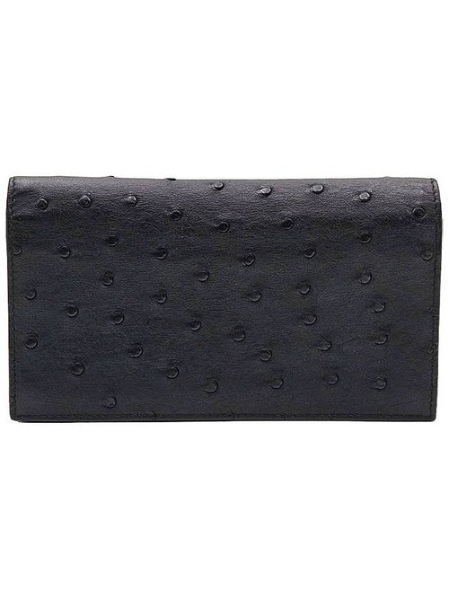 Bottega Veneta Bottega Veneta Black Ostrich Long Wallet