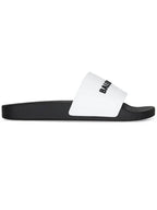 Balenciaga Logo Pool Slippers White