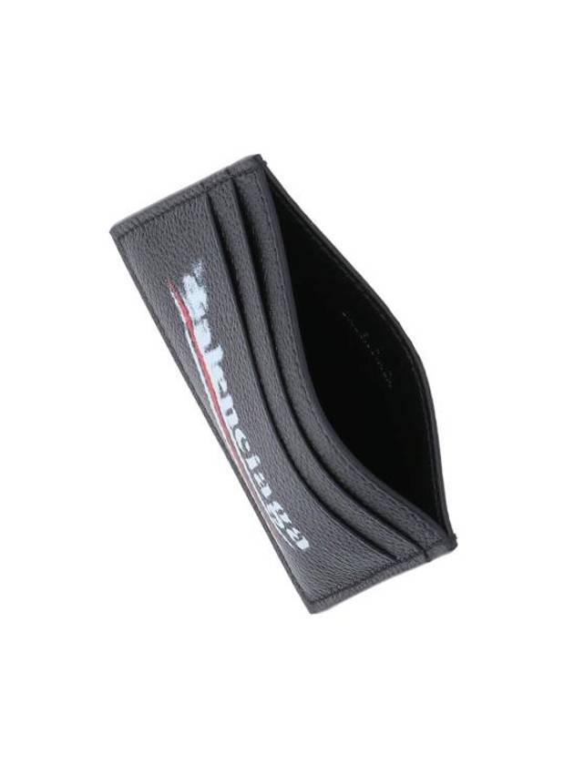 Balenciaga Logo Printing Leather Card Wallet Black