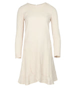 Chloe Long Sleeve Dress with Ruffle in Cream Crepe