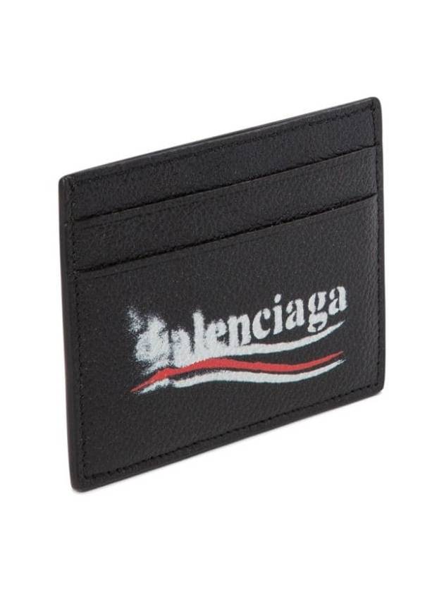 Balenciaga Logo Printing Leather Card Wallet Black