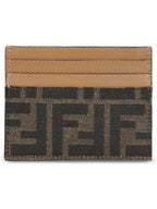 Fendi Baguette FF Jacquard Fabric Flat Card Wallet Brown