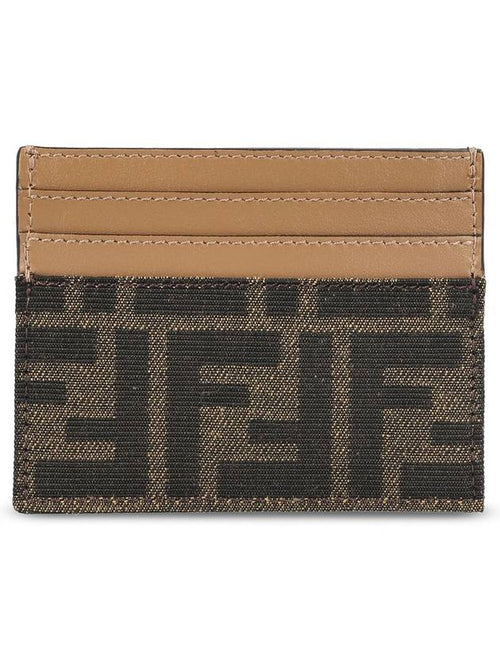 Fendi Baguette FF Jacquard Fabric Flat Card Wallet Brown