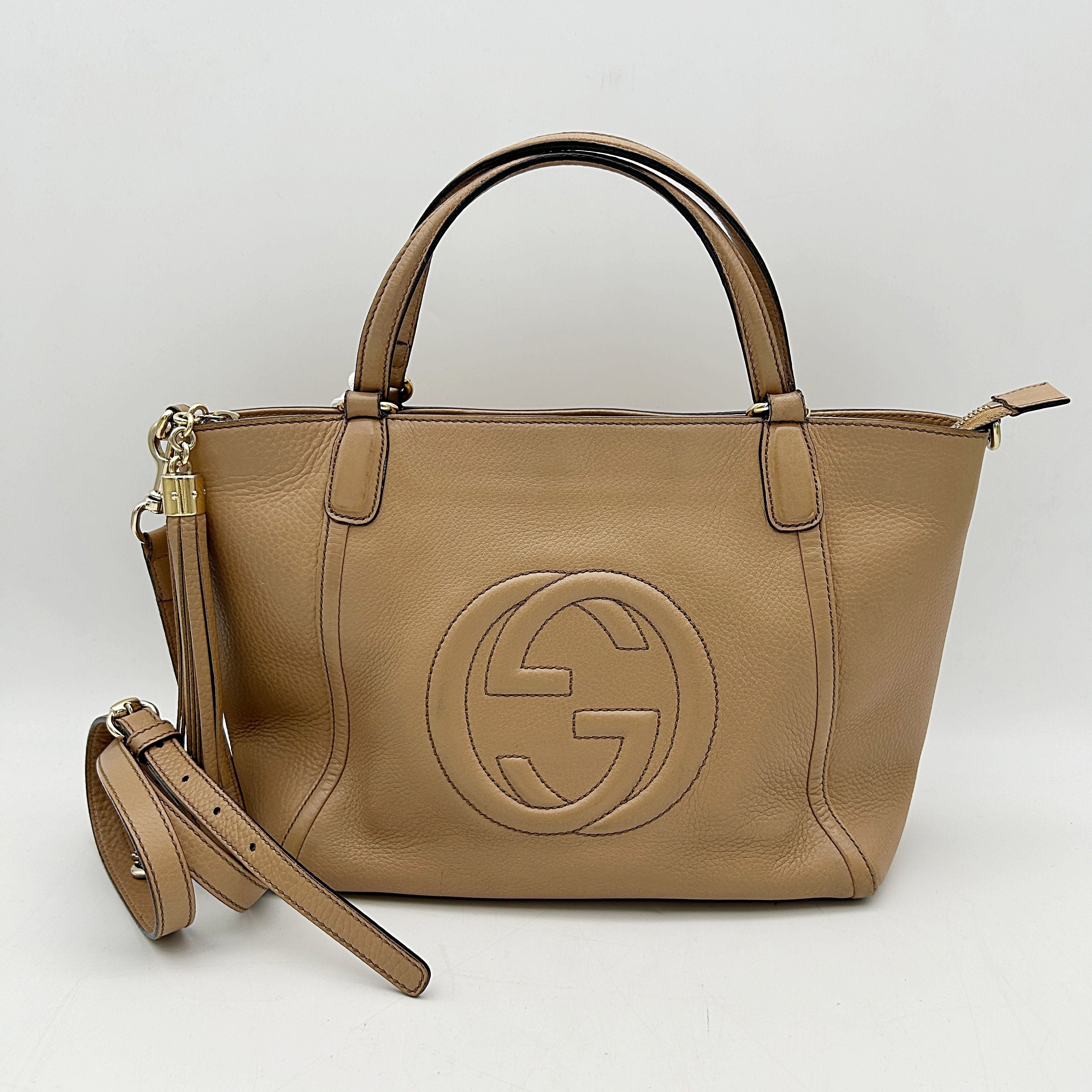 Gucci Beige Pebbled Leather Soho Working Tote LA10845