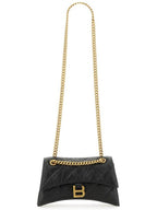 Balenciaga Women's Crush Logo Gold Chain Small Shoulder Bag Black