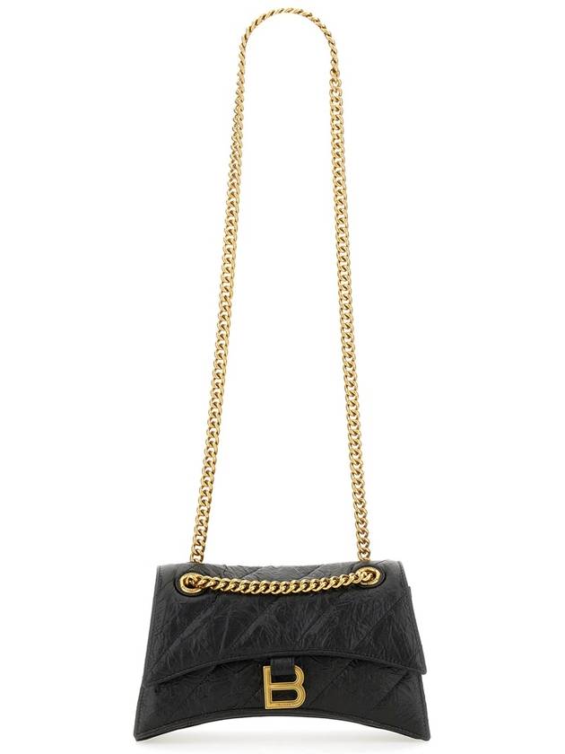 Balenciaga Women's Crush Logo Gold Chain Small Shoulder Bag Black