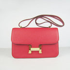 Hermes Calf Leather Message Bag H020 Red Golden