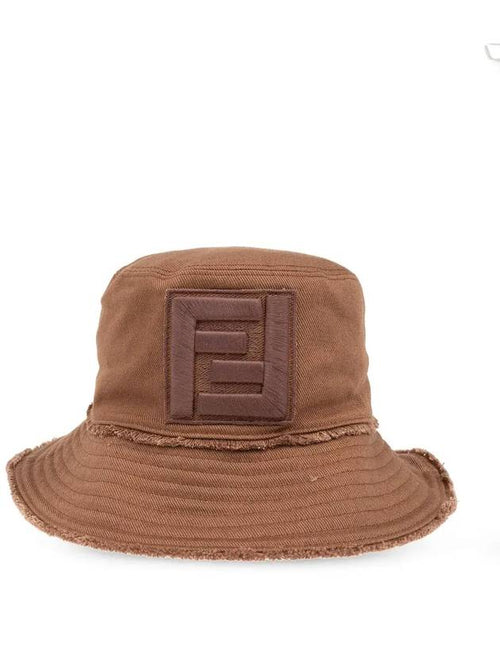 Fendi Logo Patch Bucket Hat Brown