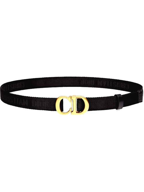 Saddle 20mm Jacquard Belt Black Antique Gold Dior