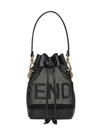 Fendi Mon Tresor Mesh Small Bucket Bag Black