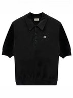 CELINE Triomphe Cotton Polo Shirt Black