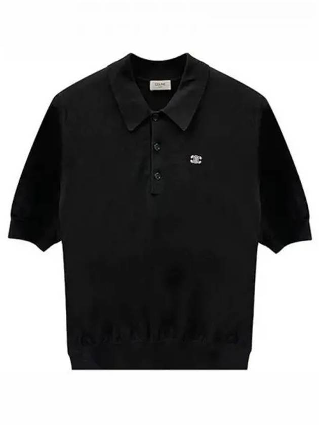 CELINE Triomphe Cotton Polo Shirt Black