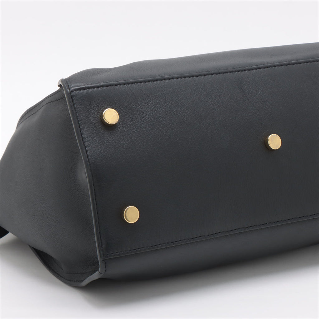 Saint Laurent Cabas Leather 2WAY Handbag Black 424869