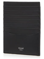 CELINE Silver Logo Vertical Card Wallet Black