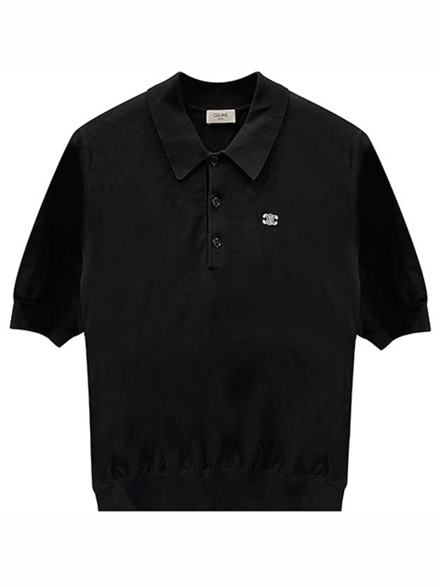 CELINE Triomphe Cotton Polo Shirt Black