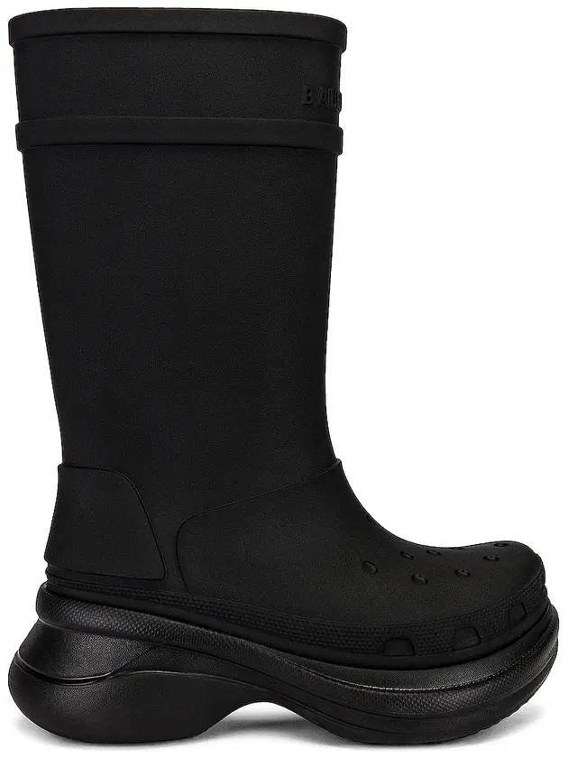 Balenciaga Women's Crocs Rubber Long Boots Black