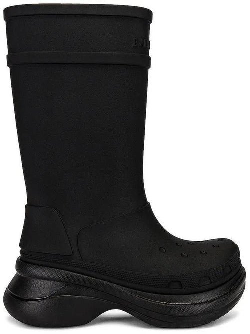 Balenciaga Women's Crocs Rubber Long Boots Black