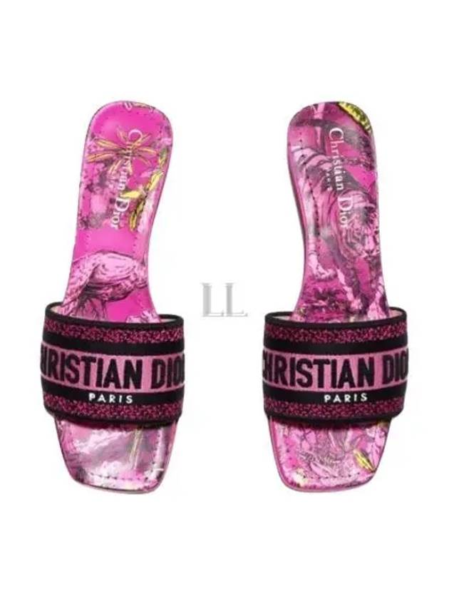 Dway Mule Heel Embroidered Cotton With Toile de Jouy Voyage Motif Pink Dior