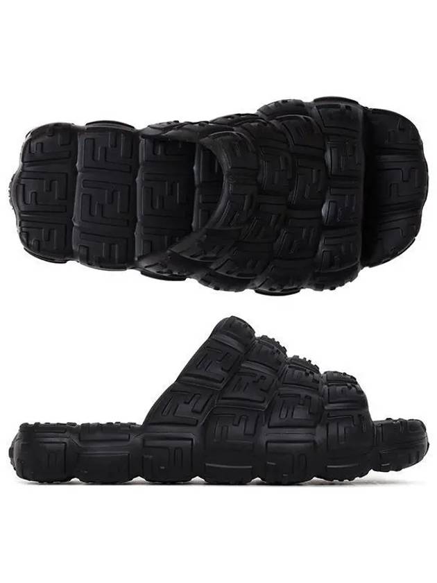 Fendi Logo Cloud Rubber Slippers Black