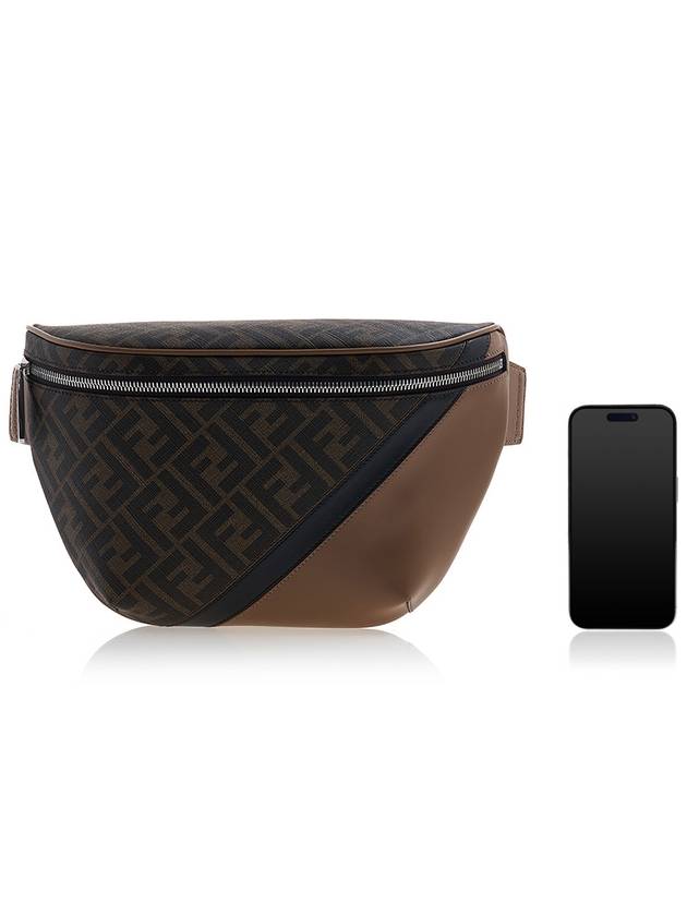 Fendi FF Monogram Logo Leather Belt Bag Brown