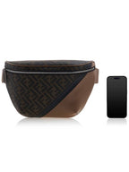 Fendi FF Monogram Logo Leather Belt Bag Brown