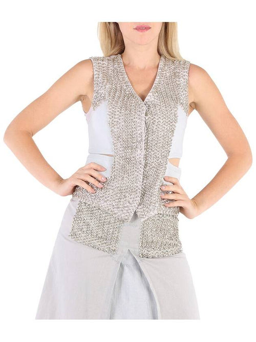 Burberry Burberry Ladies Faux Crystal Embroidered Mohair Blend Hollow Vest, Brand Size 6 (US Size 4)