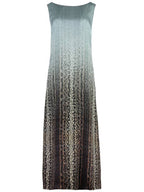 Fendi Animalier Silk Long Dress Light Blue