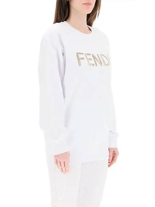 Fendi Women's Embroidered Logo Sweatshirt White