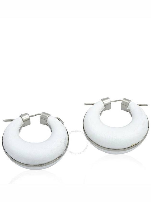 Burberry Burberry Ladies White Leather Hoop Earrings