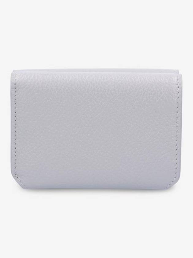 Balenciaga Logo Tripold Leather Half-Wallet Light Grey